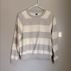 Old Navy Gray and White Striped Sweater/sweatshirt